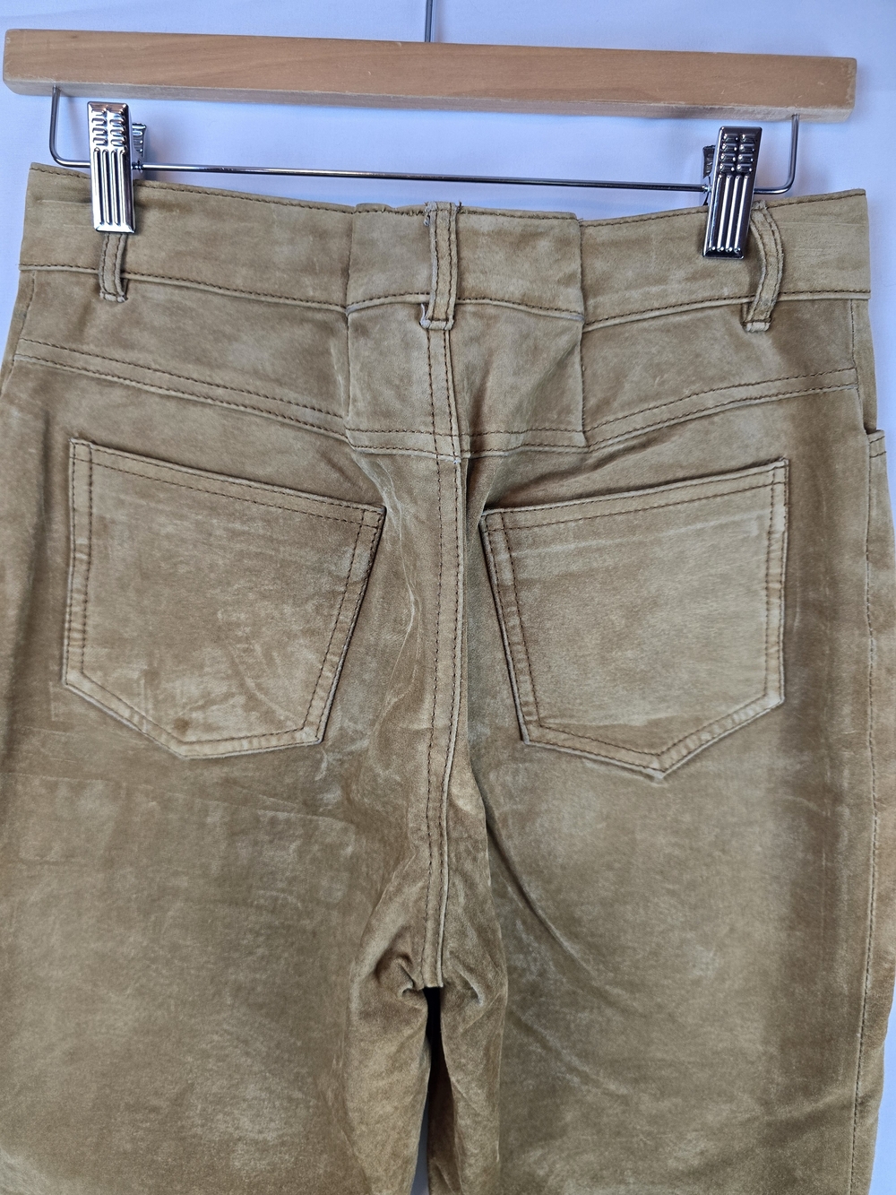 Jou Jou Suede Straight-Leg Pants in Tan - Picture 5 of 6